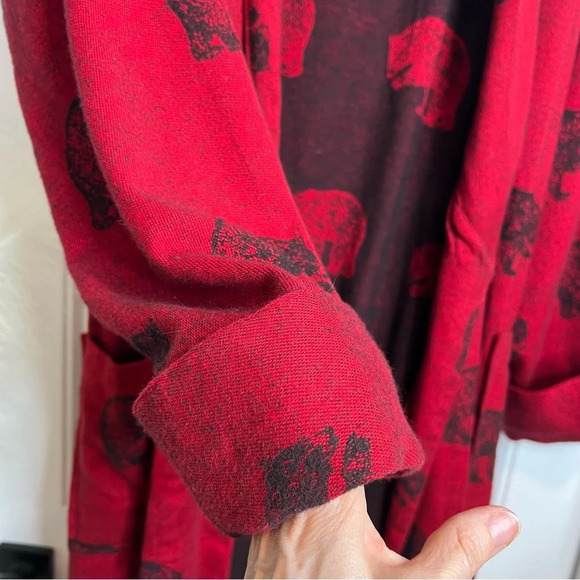 Flyshacker Vintage Men’s Clothing Company Red Black Bear Tie Robe. Size Large. - Picture 11 of 13